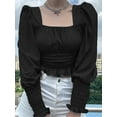 thumbnail image 2 of Womens Renaissance Peasant Shirt Long Sleeve Boho Smocked Blouse Shirt, 2 of 3