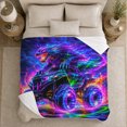 thumbnail image 5 of Printed Flannel Throw Blanket with Neon Wolf on an ATV, 5 of 9