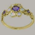 thumbnail image 2 of LBG British Made Classic Solid 18k Yellow Gold Natural Amethyst & Opal Womens Anniversary Ring - 33 size options - Size 5.25, 2 of 7