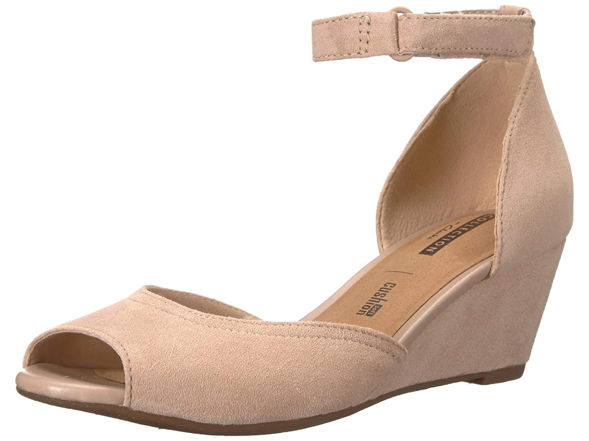 clarks peep toe wedges