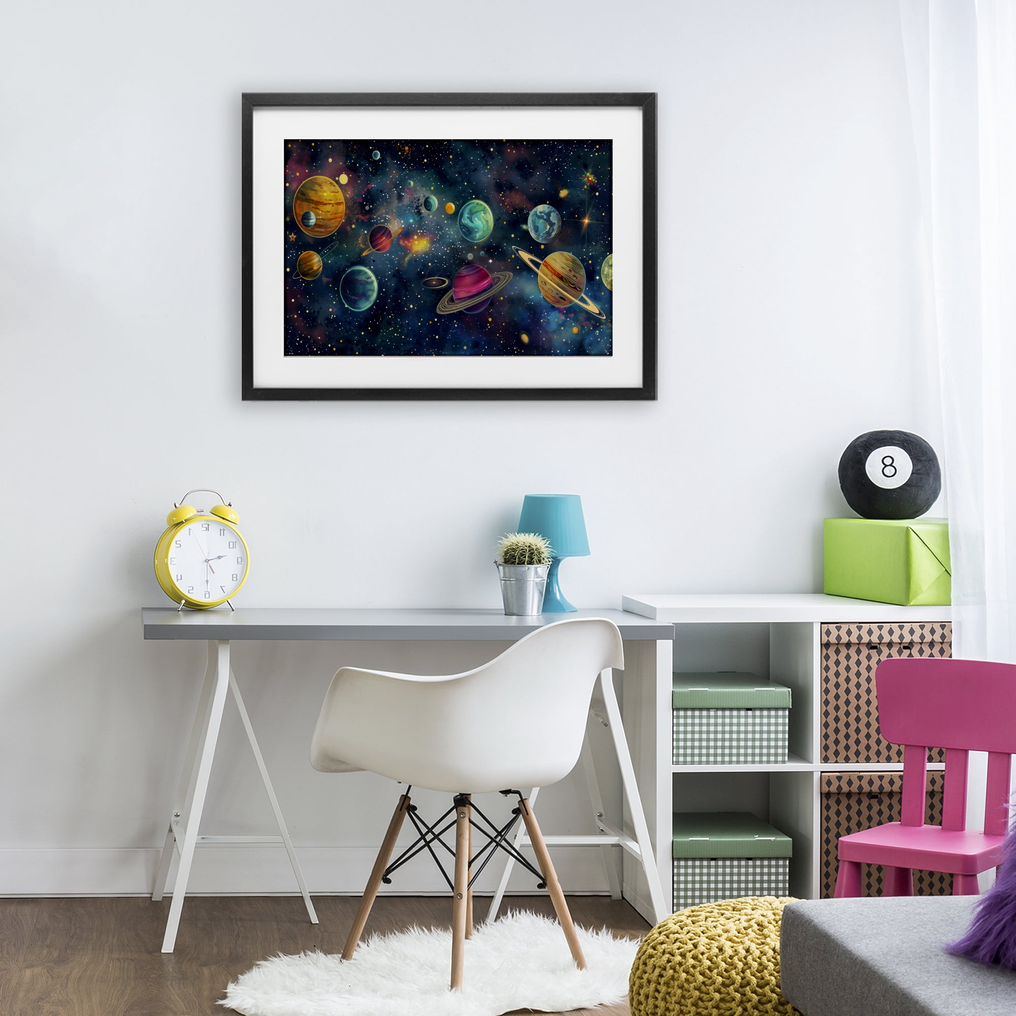 Stupell Industries Celestial Planetary Parade Black Framed Print Under Glass, design by Creative Studio