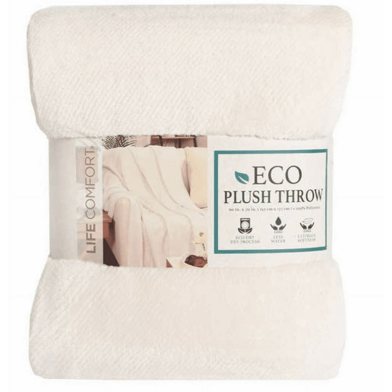 Life Comfort Eco White Plush Throw 60in x 70in