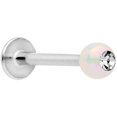 16 Gauge Steel Labret Stud - Body Candy 16G 316L Steel Clear Accent White Pearlescent Acrylic End Labret Stud Monroe Lip Ring Tragus 10mm