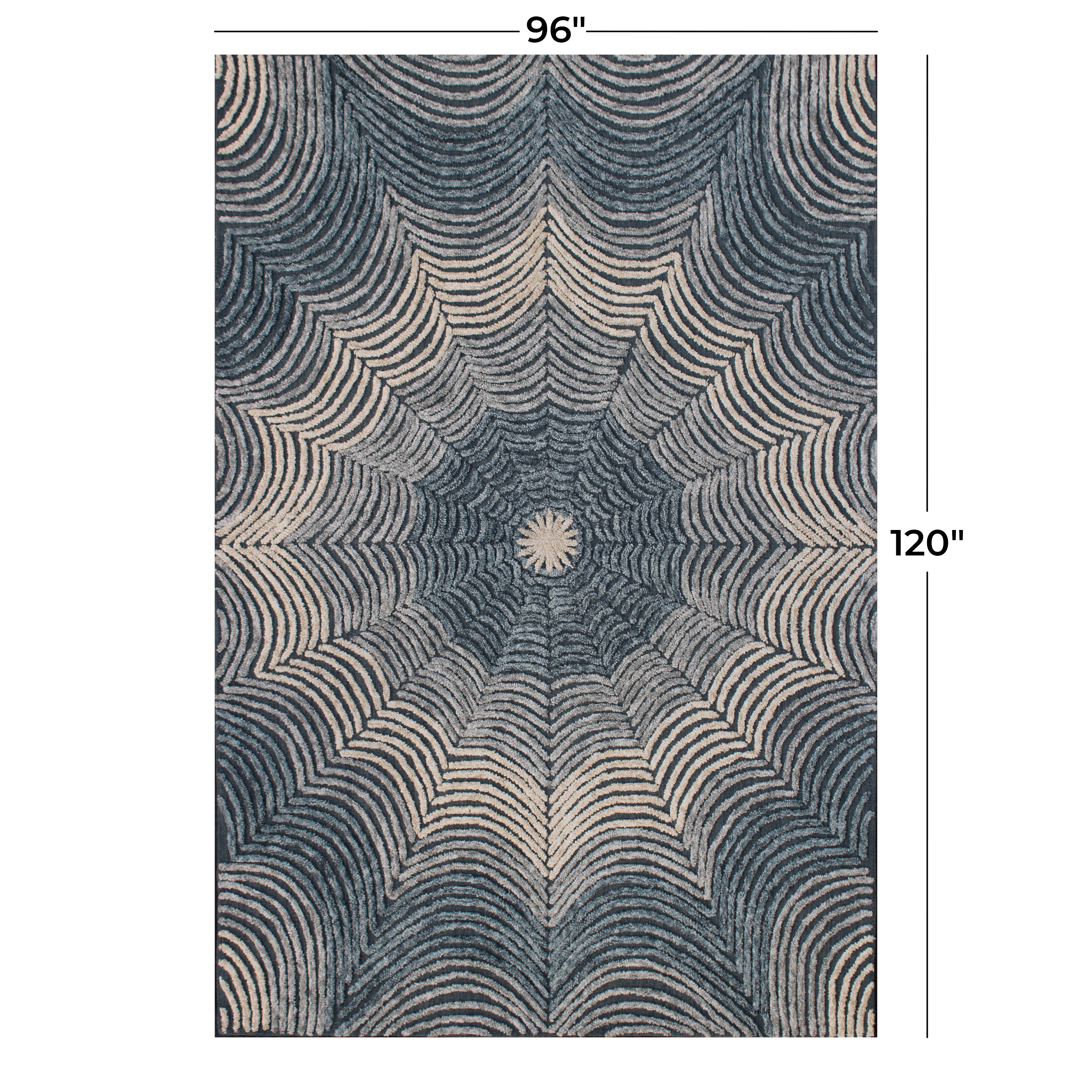 DecMode Living room Rectangle Geometric Contemporary Area Rug, Light Gray, 8' x 10', 1 - Piece