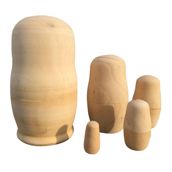 Xingzhi 5Pcs Unpainted Nesting Dolls DIY Matryoshka Wooden Nesting Dolls Russian Style Unfinished Paint Gifts Crafts