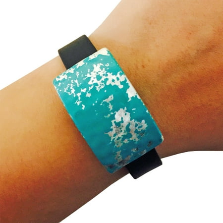 Give your Fitbit a Makeover with this silver hammered charm w/ blue paint splatter.  Works on most Trackers! Transforms the look of your tracker!~Fitbit Flex (Best Looking Fitness Tracker)