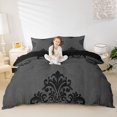 thumbnail image 2 of jejeloiu Moody Damask Duvet Cover King,Vintage Print King Bedding For Adults,Gray Black,Black Reversible,3-Piece,1 Duvet Cover and 2 Pillowcases, 2 of 6