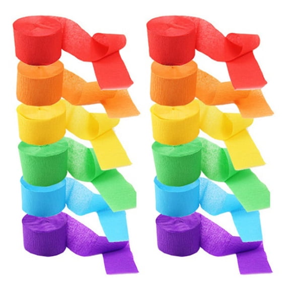 12pcs Crepe Paper Streamers Colored Paper Streamer Birthday Wedding Decorations