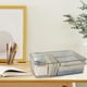 thumbnail image 4 of Caja de almacenamiento de plástico transparente Txmfgh: organizador de acrílico gris para suministros de oficina, cosméticos y organización de escritorio: diseño apilable con tapas de fácil acceso., 4 of 6