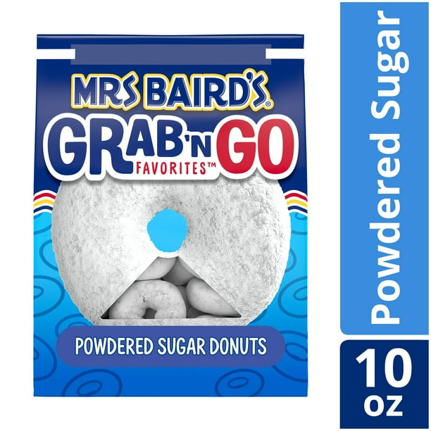 Mrs Baird S Grab N Go Powdered Sugar Donuts 10 Oz Walmart Com Walmart Com