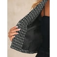 thumbnail image 5 of DARING DIVA Tweed Cardigan Notch Lapel Buttons Long Sleeve Blazer L Black, 5 of 6