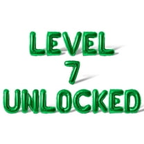Letter Balloons - LEVEL 7 UNLOCKED 16" Inch Alphabet Letters Foil Mylar Balloon 7th Birthday Party Banner (Green)