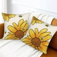 thumbnail image 6 of Summer Sunflower Pillow Covers 18x18 Set of 2, Yellow Sunflower Bee Decorative Throw Pillow Covers Farmhouse Linen Seasonal Spring Summer Flowers Pillowcase for Sofa Couch Home Outdoor Decor, 6 of 6