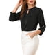 thumbnail image 4 of CURVOSPORT Camisa Elegante para Mujeres Top de Oficina con Abertura Clave Plisado Frontal Arrugado de Manga 3/4 Blusa de Chifón 3XL Negra, 4 of 7