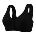 thumbnail image 3 of Gymayou Women Plus Size Front Snap Wireless Bra Thin Cotton Beauty Back Wide Vest Straps For Elderly Mature Ladies Black 36, 3 of 8