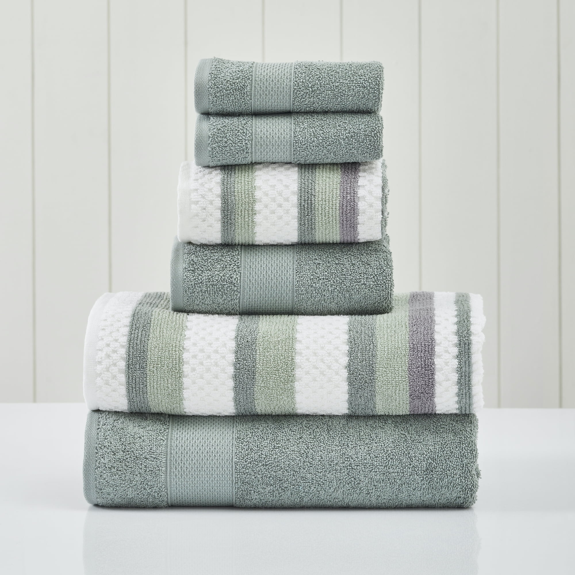 Modern Threads Pax Jacquard 6-Piece Adult Cotton Bath Towel Set, Ivy