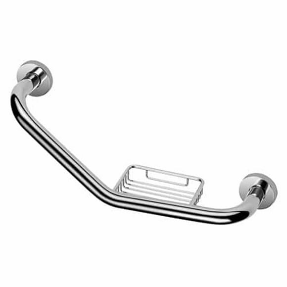 Barra de Seguridad Baño Alfa Agarradera con jabonera Acero Inoxidable Cromado 42 cm