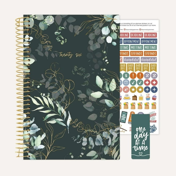bloom daily planners 2026 Weekly & Monthly Planner, 5.5" x 8.25", Eucalyptus, Green, Soft Cover with Stickers & Bookmark