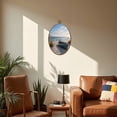 thumbnail image 5 of Canvas Wall Art Beach Nautical Boat Ocean Seagull Sea Bird Seashore Blue Wooden Grass Oval Framed Canvas Prints Vintage Wall Hanging Decor for Home Decorations 8.6"x11.4", 5 of 7