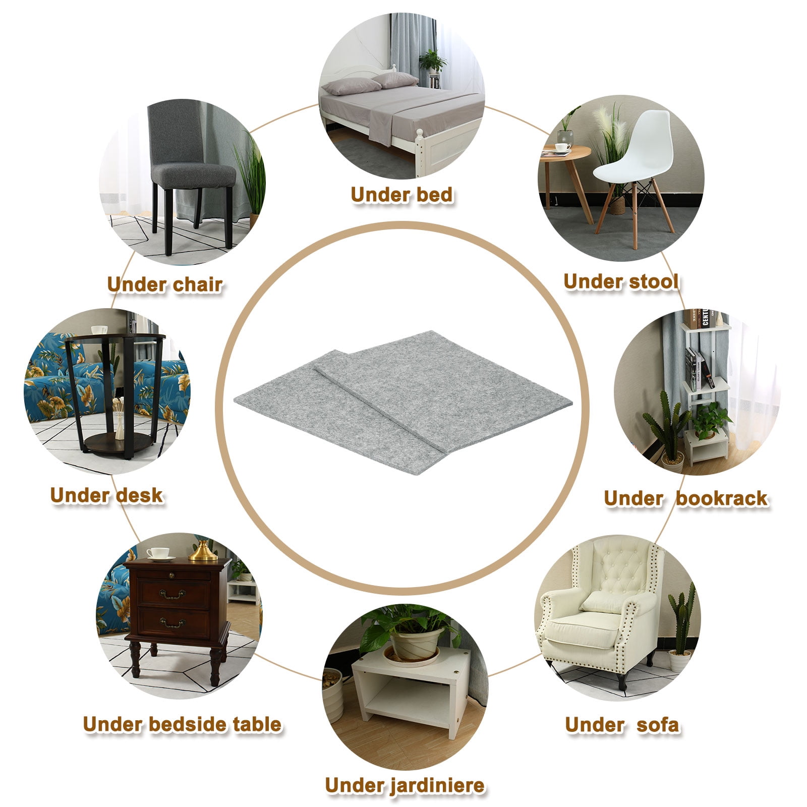 Felt Furniture Pads, 6Pack 11.02" x 7.87" Adhesive Backed Felt Non-slip Anti-scratch Chair Leg Protectors for Protecting Hardwood Floor, Grey