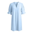 thumbnail image 5 of EYNMVR Shift Dress for Women V Neck Ruffle Sleeve Loose Summer Office Work Casual Dress, 5 of 7