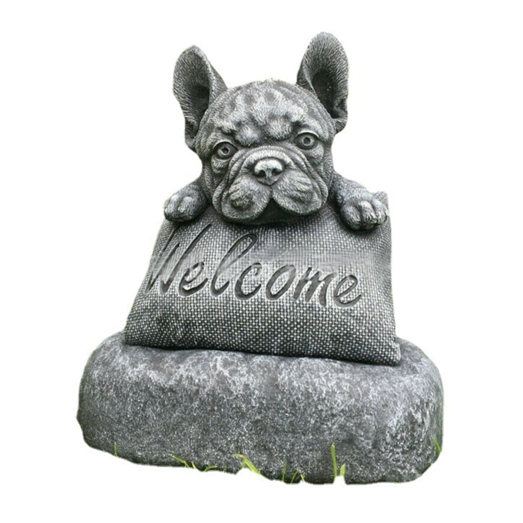 X2 PCS French Bulldog Puppy Statues Realistic Outdoor Garden Decoration Ornament