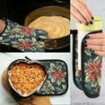 thumbnail image 5 of Yayeee Oven Mitts and Pot Holder Set of 2 Heat Resistant Kitchen Gloves Baking Hot Pad, Retro Christmas Poinsettia, 5 of 5