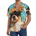 thumbnail image 3 of Honeii 's Funny Swimming Chihuahua for men's short-sleeved button-up collared shirt featuring a pocket, perfect for beach vacations, and travel adventures., 3 of 5