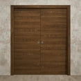 thumbnail image 3 of Sliding French Double Pocket Doors 60 x 96 inches | Ego 5000 Cognac Oak | Kit Rail Hardware | Solid Wood Interior Bedroom Modern Doors, 3 of 5
