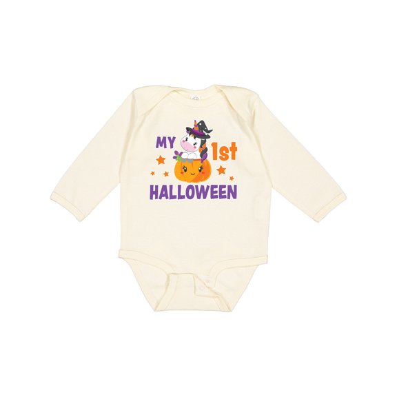 Inktastic My 1st Halloween with Unicorn Witch Girls Long Sleeve Baby Bodysuit