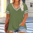 thumbnail image 2 of Levmjia Womens Plus Size T Shirts Casual Short Sleeve V Neck Color Blocked Summer Shirt Polyester Comfortable Loose Fit Fashion Top for Women, 2 of 6