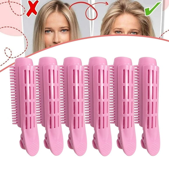 6 Pcs Volumizing Hair Root Clip, Hair Root Self Grip Hair Clip Fluffy Hair Clip Volume Hair Roller Clip Styling Tool (Pink)