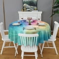 thumbnail image 2 of Colorful Wave Pattern Round Tablecloth 60"x60",Wrinkle Wipeable Table Cloth for Kitchen Dining Room Picnic Patio Party, 2 of 6