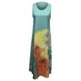 thumbnail image 4 of USSUMA Summer Dresses For Women 2022 Beach, Women's Casual Loose Sundress Long Dress Sleeveless Dandelion Print Maxi Dresses Summer Beach Dress with Pockets, 4 of 5