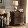 thumbnail image 3 of COLAMY Nightstand with Charging Station (Set of 1), 26.5" Tall Oversized Bedside Table with 2 Deep Drawers, Wood End Table for Bedroom & Living Room, Deep Walnut, 3 of 11