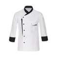thumbnail image 5 of YiZYiF Mens Chef Jacket Unisex Long Sleeve Restaurant Hotel Work Wear Kitchen Cooking Uniform White L, 5 of 7