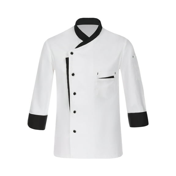 MSemis Long Sleeves Men Women Chef Coat Jacket Uniform Unisex for Kitchen Restaurant Hotel White XXL