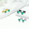 thumbnail image 2 of Beautlace 3 Pair Heart Studs Earrings Set,Stainless Steel Hypoallergenic 5mm Heart Birthstone Studs,Cubic Zirconia Stud Earrings for Women Men, 2 of 8