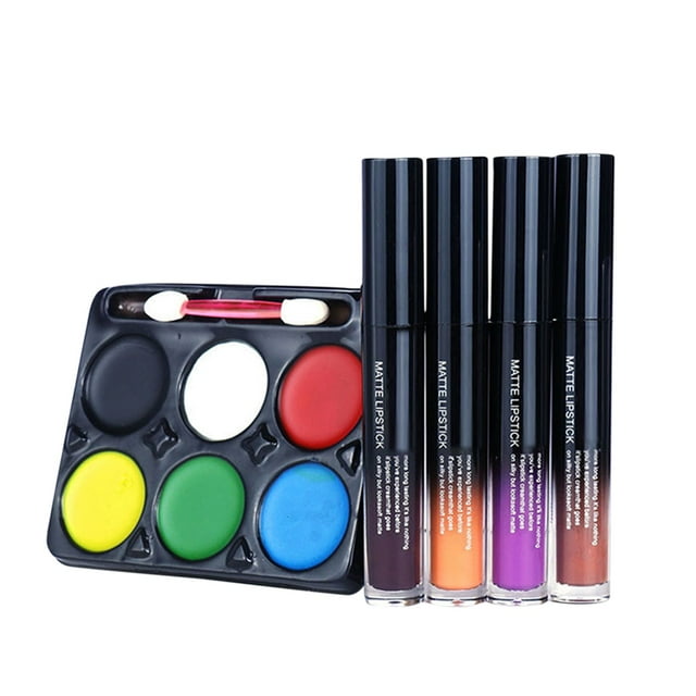 Decoración de Halloween Decoraciones de Halloween Kit de maquillaje de brillo de labios de Halloween Efectos realistas Niebla lavable Taza antiadherente Brillo de labios Sangr(Buy 2 Save 10%)