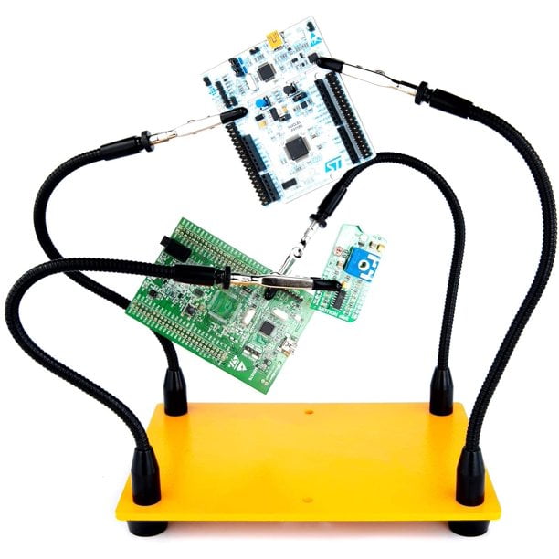 KOTTO Helping Hands Soldering, Third Hand Soldering Tool PCB Holder Four Arms Helping Hands Crafts Jewelry Hobby Workshop Helping Station Non-Slip Steel Weighted Base