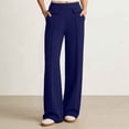 thumbnail image 2 of Htigea Women's Straight Leg Pants High Waisted Dress Pants Solid Color Work Office Daily Trousers with Pockets Navy S, 2 of 8