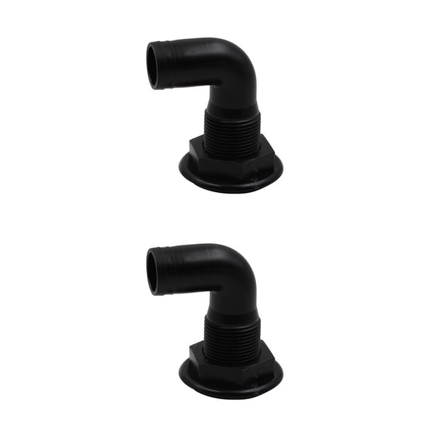 Sidaley Conector de plomería en ángulo para manguera de montaje de bomba de sentina de barco, espacios reducidos con válvula de retención, negro 2piezas