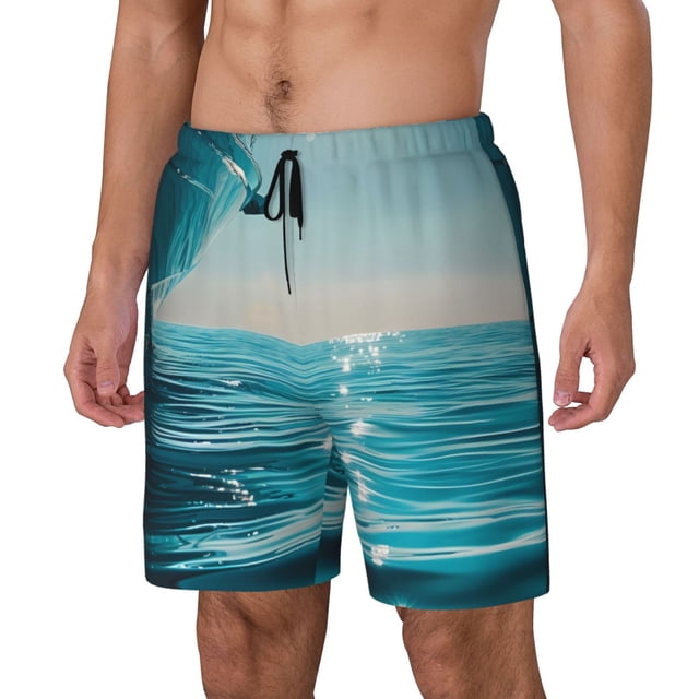 Fotbe Turquoise Ocean Reflection Traje de Baño para Hombre – Shorts de Natación de Secado Rápido con Forro y Bolsillos-X-Large