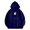 thumbnail image 4 of Womens Halloween Hoodies Unisex Cute Little Ghost Print Sweatshirt Long Sleeve Pullover Tops Fall Winter Warm Apparel Dark Blue S, 4 of 5