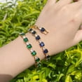 thumbnail image 4 of Green CZ Square Round Tennis Chain Bracelet for Brides Engagement Famous Jewelry, 4 of 9