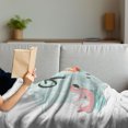 thumbnail image 3 of Chill Soft Flannel Fleece Throw Blanket, Pink Flamingo and Unicorn Ring in Swimming Pool Summertime Fun, Cozy Plush for Indoor and Outdoor Use, 70" x 90", Pale Green Coral Black, by Ambesonne, 3 of 5