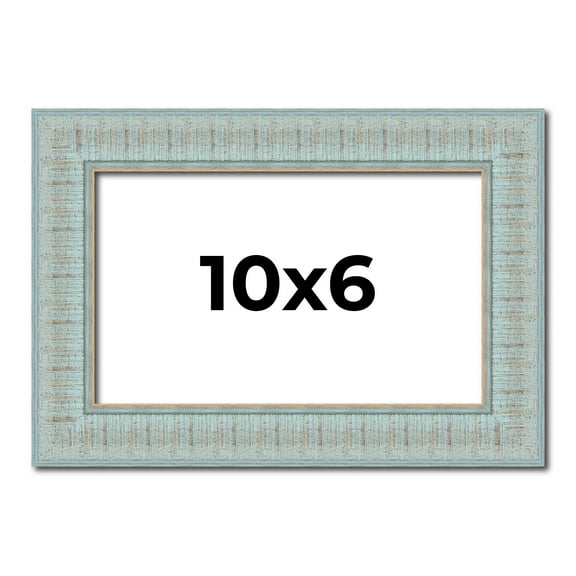 10x6 Frame Blue Teal Distressed Solid Wood Picture Frame | 1.625 Inch Moulding Width | Sonoma Blue