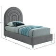 thumbnail image 3 of Meridian Furniture Rainbow Gray Velvet Twin Bed in Acrylic Finish, 3 of 9