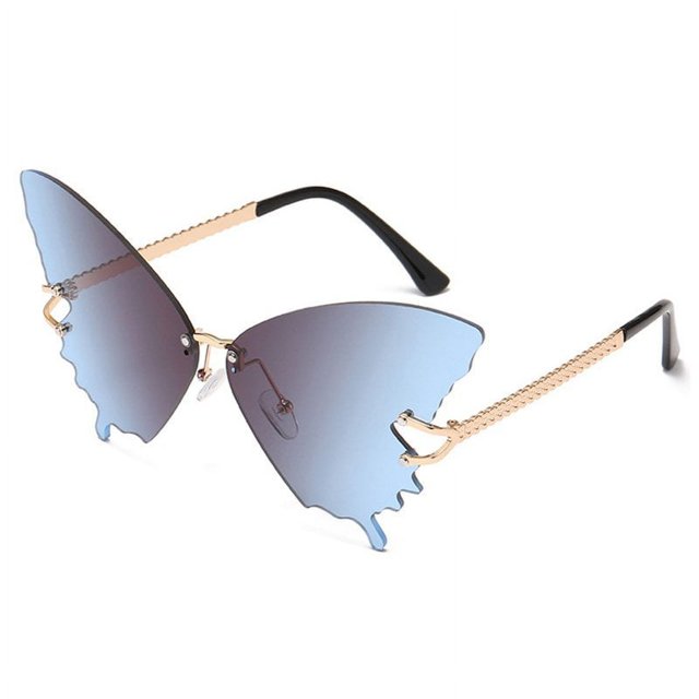 Fashion Gradient Butterfly Sunglasses For Women Sun Protection Vintage Rimless Sunglasses Eyewear Party Decor