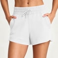 thumbnail image 3 of Costeam Womens Drawstring Elastic High Waist French Terry Lounge Shorts Dual Side Slant Hand Pockets Loose Relaxed Mid Thigh Solid Casual Athletic Workout Sleep Short Pants, 3 of 8